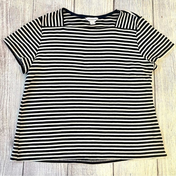 Liz Claiborne Tops - LIZ CLAIBORNE Women’s Navy & White Striped Top With Square Neck Size XL
